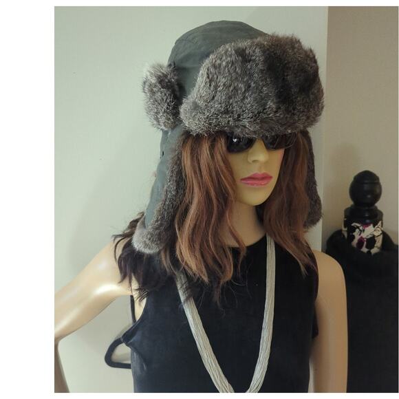 Fur Hat PAUL LEINBURD by CROWNCAP Brown & Tan Multi REAL fur aviator trapper hat main image 4